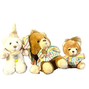 Vintage Prestige Toy Teddy Rattle 7” Beddy Bear Lot Dolly 4”Ganz Clown 5” Lot